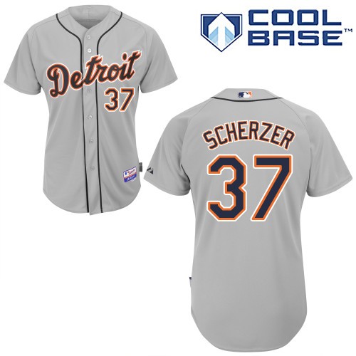 Best Quality Detroit Tigers 37 Max Scherzer Gray Cool Base MLB Jersey Baseball MLB Jerseys